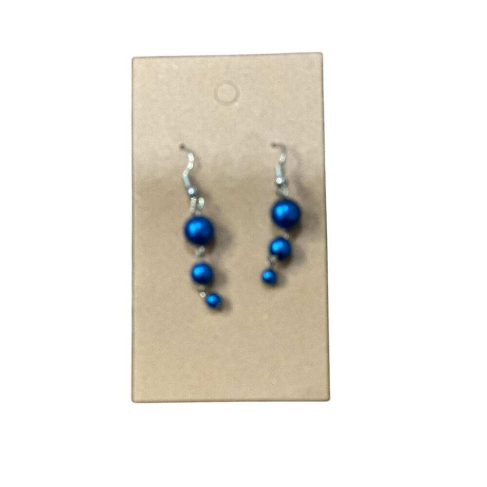 Blue pearl drop earrings